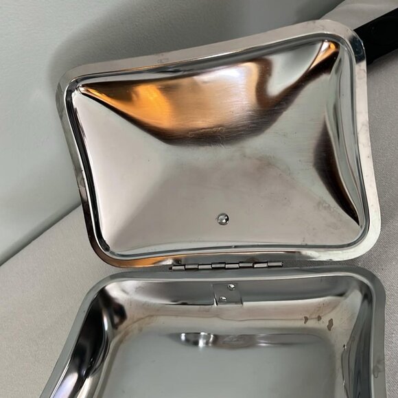 Mid Century Irvinware Chromium Silent Table Butler Lion Crown Pattern Crumbcatch - Picture 7 of 7